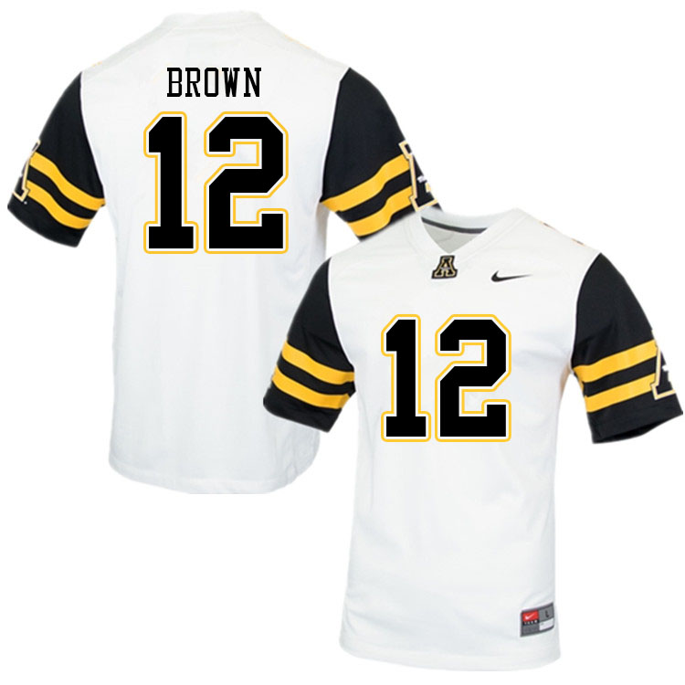 Men #12 Da'Shawn Brown Appalachian State Mountaineers College Football Jerseys Sale-White